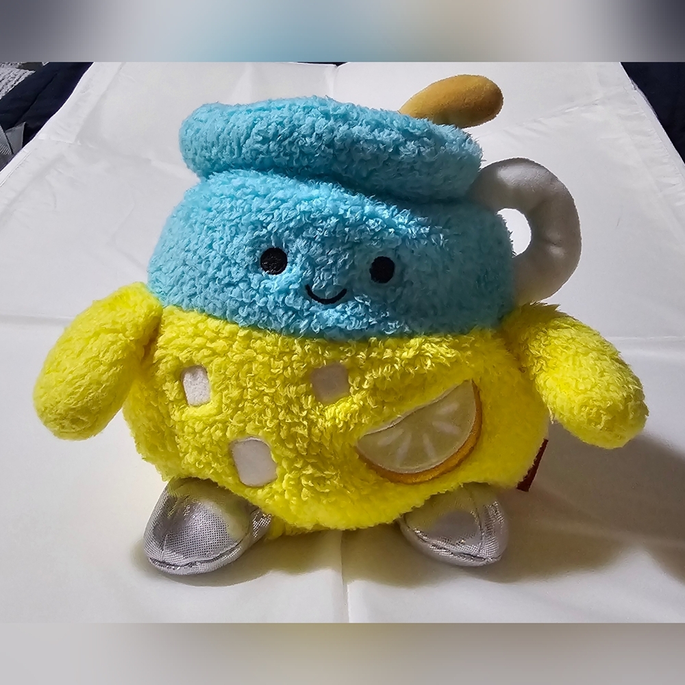 Smiling Teapot Plush Toy - Yellow and Blue